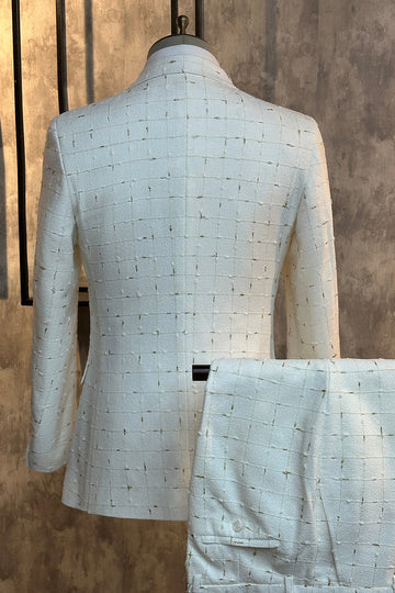 Lapela xadrez branca 2 peças ternos masculinos